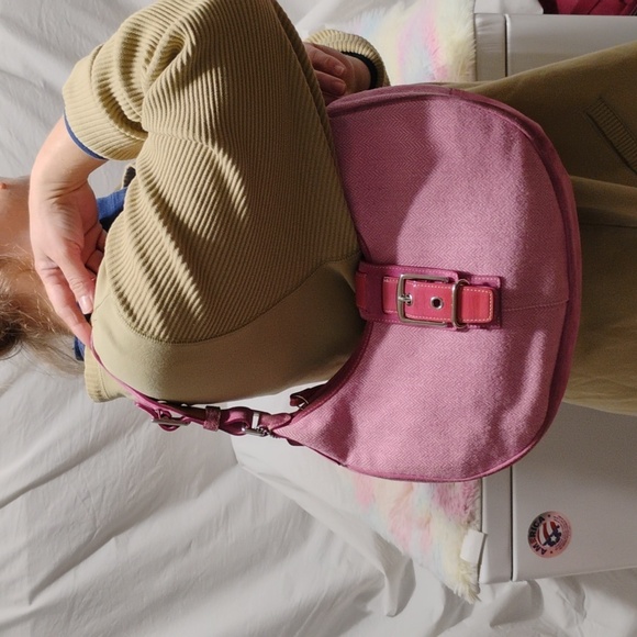 HOLD! RARE! Coach Herringbone Wool Y2K Vintage Shoulder Bag - Picture 2 of 16